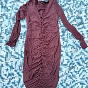 Elegant Ruched Purple Dress
